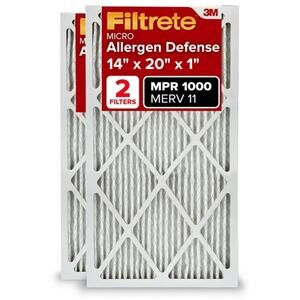Filtrete 14x20x1 AC Furnace Air Filter, MERV 11, MPR 1000, Micro Allergen 2 PK